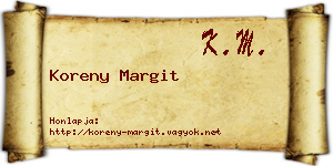 Koreny Margit névjegykártya